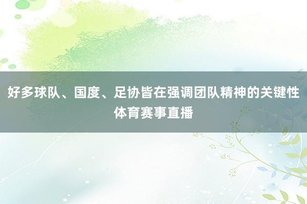 好多球队、国度、足协皆在强调团队精神的关键性体育赛事直播