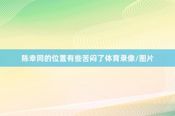 陈幸同的位置有些苦闷了体育录像/图片