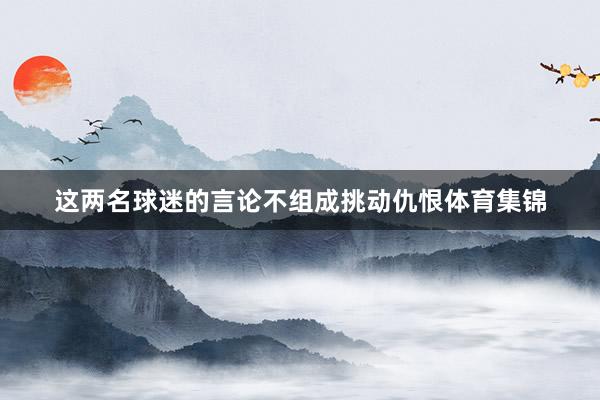 这两名球迷的言论不组成挑动仇恨体育集锦