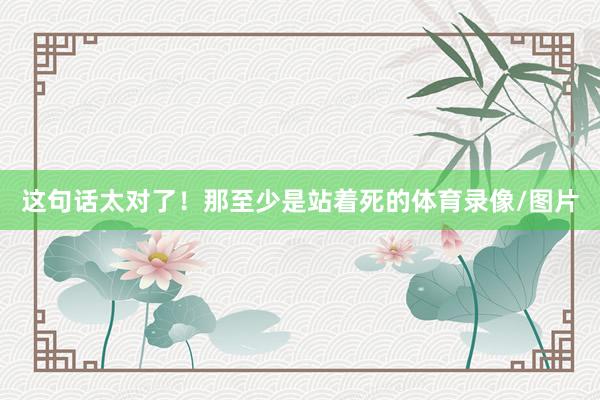 这句话太对了！那至少是站着死的体育录像/图片