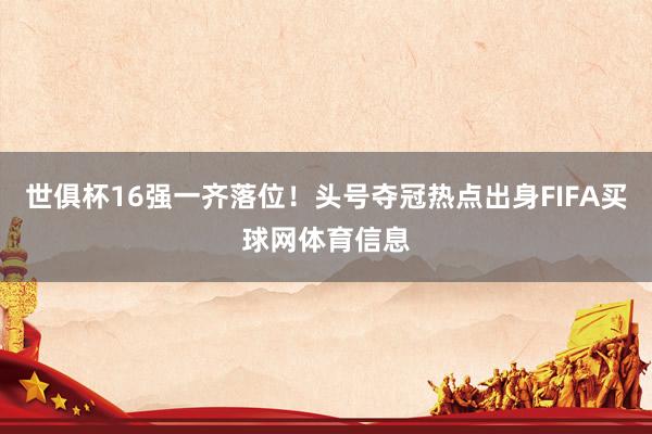 世俱杯16强一齐落位！头号夺冠热点出身FIFA买球网体育信息