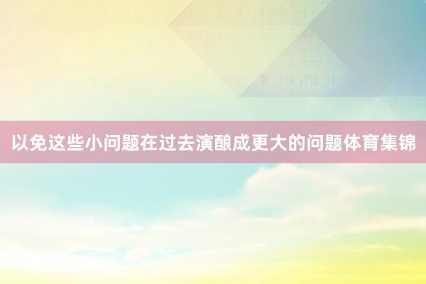 以免这些小问题在过去演酿成更大的问题体育集锦