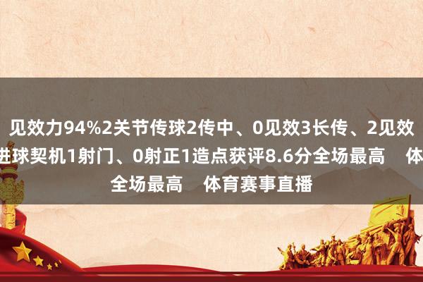 见效力94%2关节传球2传中、0见效3长传、2见效2创造紧要进球契机1射门、0射正1造点获评8.6分全场最高    体育赛事直播