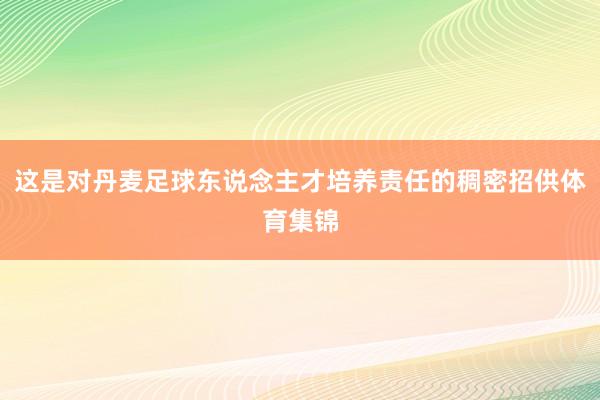 这是对丹麦足球东说念主才培养责任的稠密招供体育集锦